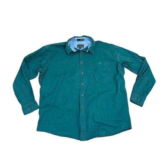 Vintage Chaps Ralph Lauren Green Button Up Shirt Men’s 16.5 Neck Long Sleeve - Picture 1 of 4